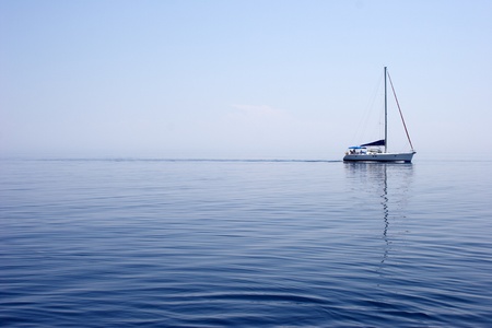 yacht on open seaの写真素材