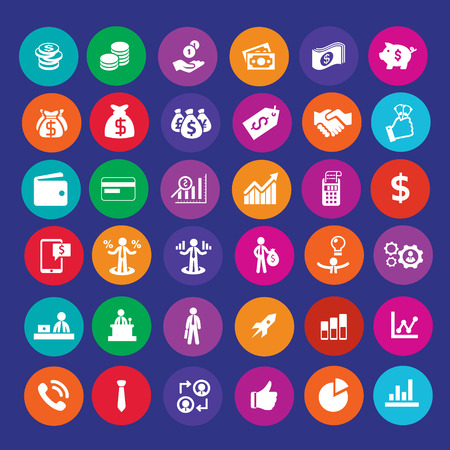 business icons on white color circular dieのイラスト素材