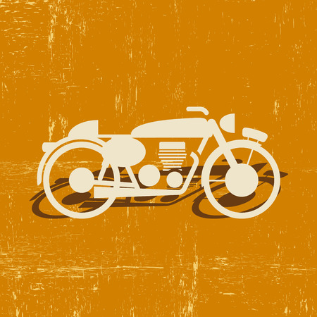 motorcycle retro silhouette with shadow on the shabby yellow backgroundのイラスト素材