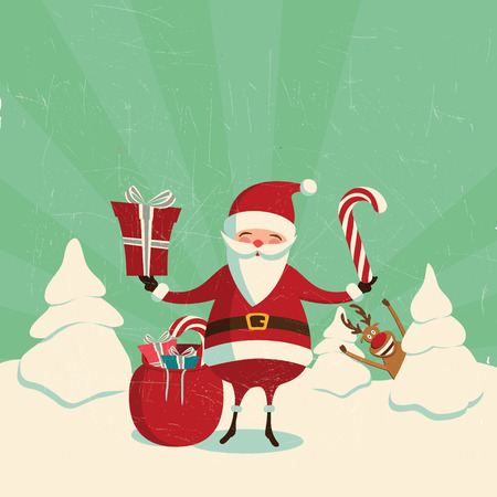 new year, Santa Claus with giftsのイラスト素材