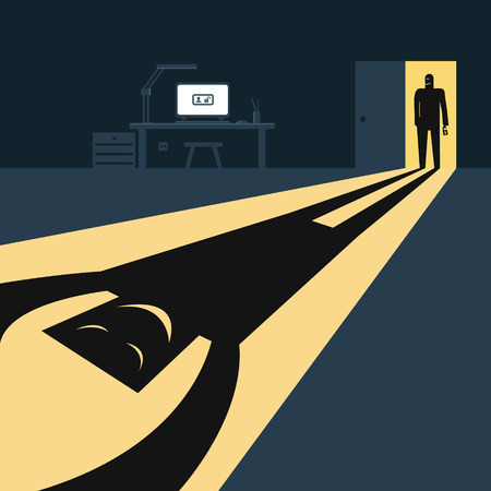 Silhouette and shadow hacker. Hacked personal dataのイラスト素材