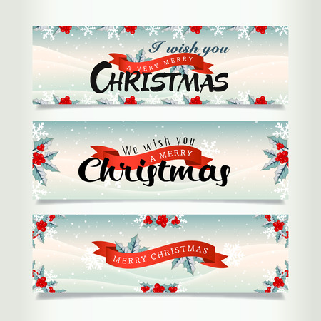 Snowy christmas banners, Card Christmas and New Yearのイラスト素材