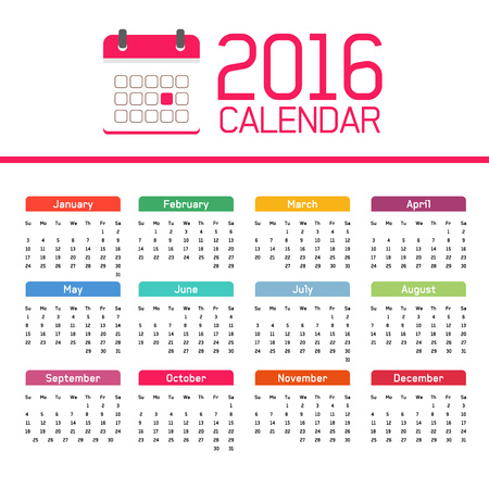 calendar 2016, all months of the year, Christmas and New Yearのイラスト素材