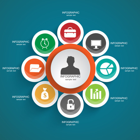 Infographic vector design, Infobusiness or webinar on different themes Abstractのイラスト素材