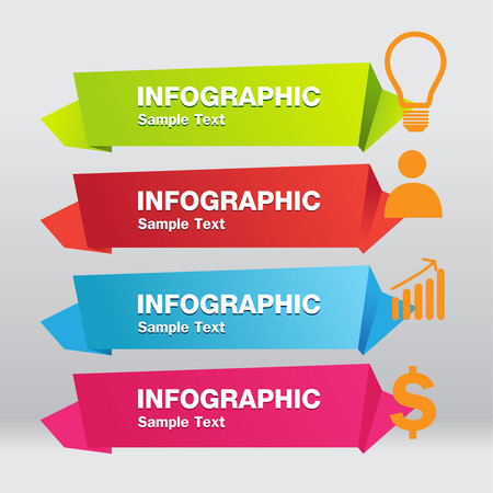 Infographic origami labels vector, template for your websiteのイラスト素材