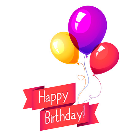 Happy Birthday balloon graphics, colorful banner templateのイラスト素材