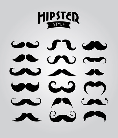 hipster moustaches, collection of vintage elements silhouetteのイラスト素材