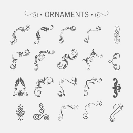 Decorative arabesque graphic elements, corners of the classic blackのイラスト素材