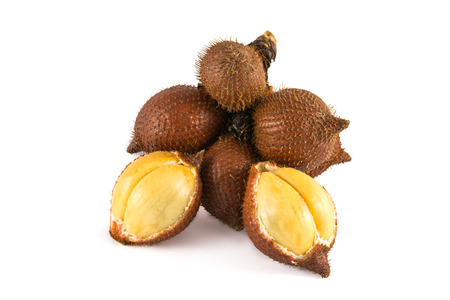 Salacca or zalacca tropical fruit isolated on white backgroundの写真素材