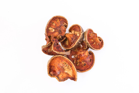 Dried quince on white backgroundの写真素材