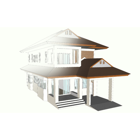 3D house model isometric view. 2 tone.の写真素材
