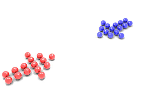red and blue arrows