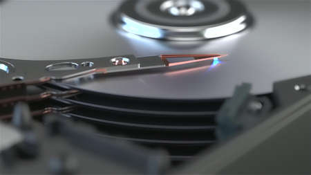 Write information to your computers hard drive, close-up. 3D rendering.の写真素材