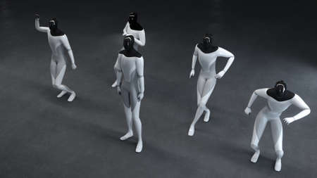 Party at the robots. Dancing together. 3d illustrationの写真素材