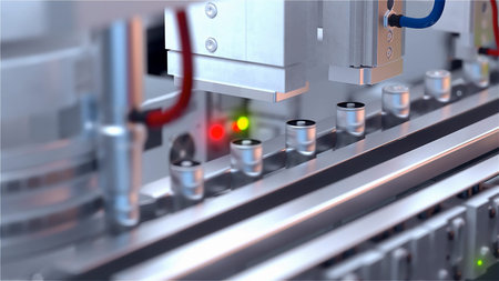 Conveyor line for the production of lithium ion batteries. Ecological energy. Batteries without...
