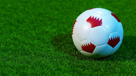 Soccer ball on a green lawn. 3D illustration.の写真素材