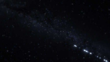 Cubsats are launched into space using a rocket, view from space on the process of launching satellites. 3d animationの写真素材