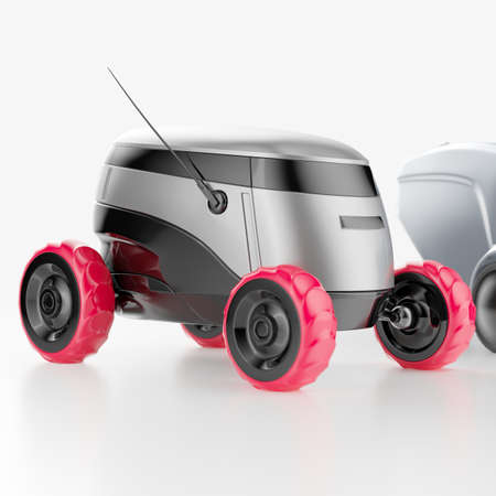 Autonomous robot product delivery. Smart delivery of food, groceries, letters, documents, etc. 3d illustrationの写真素材