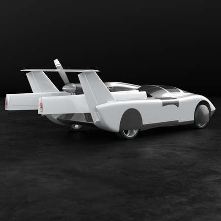 Concept of a flying car. Flying car. Studio render. 3D illustration.の写真素材