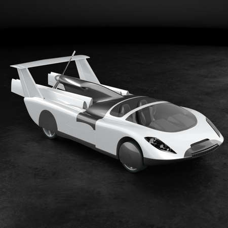 Concept of a flying car. Flying car. Studio render. 3D illustration.の写真素材
