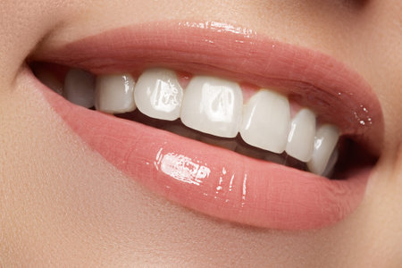 Beauty and fashion. Woman smile. Teeth whitening. Dental care