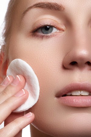 Attractive woman portrait on white background. Beauty faceの写真素材