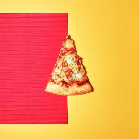 Pizza Margherita just mozzarella and tomato sauce with some fresh basilの写真素材