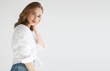 Beautiful female model . Beauty woman . Model test portrait with young beautiful fashion model...