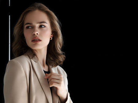 Natural look. Beauty model woman . Model test portrait with young beautiful fashion model posing on...