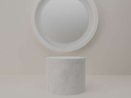 3D Rendering White Product Background Stand Or Podium Pedestal On Advertisingの写真素材