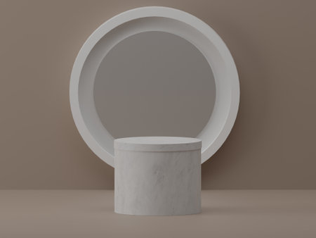 3D Rendering White Product Background Stand Or Podium Pedestal On Advertisingの写真素材