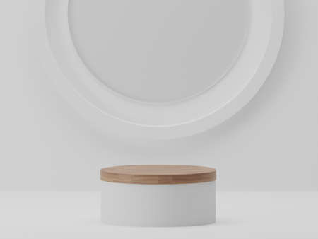 3D Rendering White Product Background Stand Or Podium Pedestal On Advertisingの写真素材