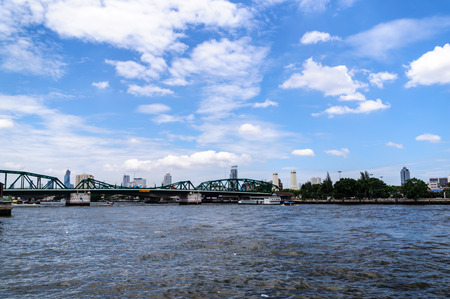 Memorial Bridge Thailand with city viewの写真素材