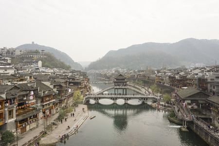 Feng Huang in Hunan province, China. It is the most famous Ancient town.のeditorial素材