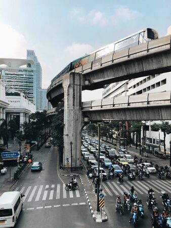 BANGKOK, THAILAND - JANUARY 20, 2018: Morning traffic main street of Bangkok.のeditorial素材