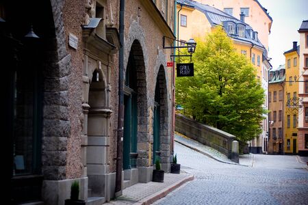 STOCKHOLM, SWEDEN - NOVEMBER 1, 2008: City street in Stockholm Sweden at cloudy dayのeditorial素材