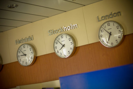 STOCKHOLM, SWEDEN - NOVEMBER 1, 2008: Clock on a wall at reception
