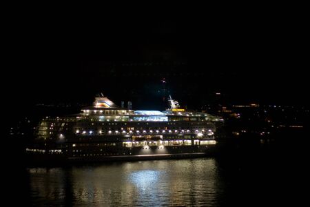 STOCKHOLM, SWEDEN - NOVEMBER 1, 2008: Cruise ship in the passenger terminal at nightのeditorial素材