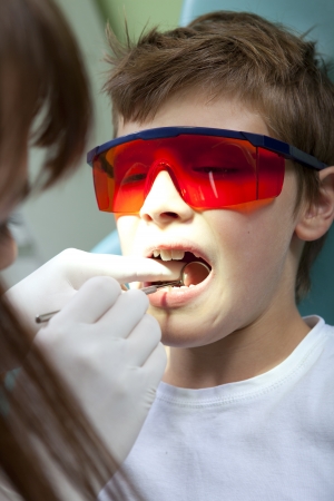 Teeth checkup at dentistの写真素材