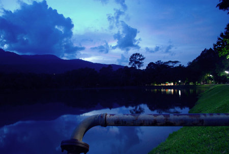 Picturesque landscape scene sky river nature and under sunlight.の写真素材