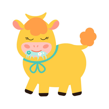 Cartoon childish bull. Farm animalのイラスト素材