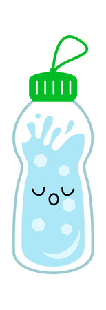 Cartoon character water bottleのイラスト素材