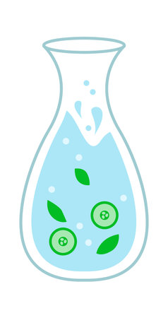 Pitcher of water with cucumbersのイラスト素材