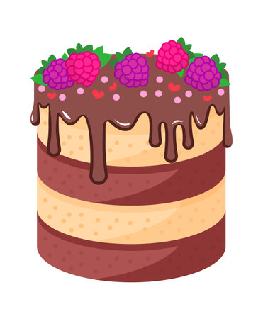 Chocolate cake with raspberriesのイラスト素材