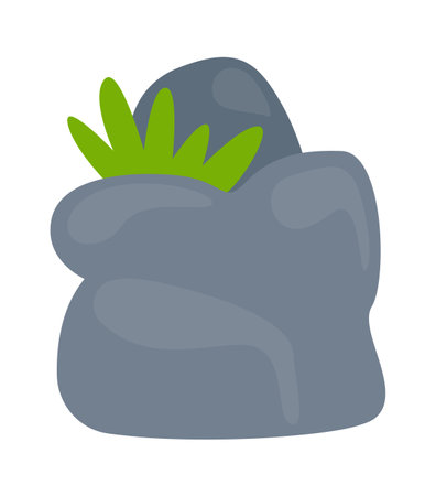 Rocks with grass flat icon Landscape elements. Vector illustrationのイラスト素材