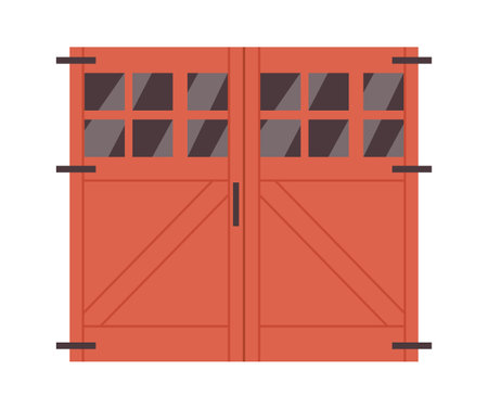 Automated wooden garage door gate flat icon Warehouse entranceのイラスト素材