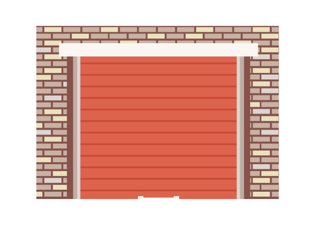 Garage door gate flat icon Entrance with stones frame decorのイラスト素材