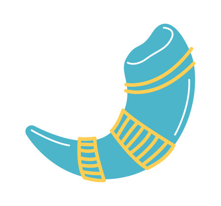 Blowing in Shofar flat icon Symbol of jewish holiday Hanukkahのイラスト素材