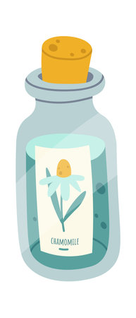 Essential oil in glass bottle flat icon Aromatherapyのイラスト素材