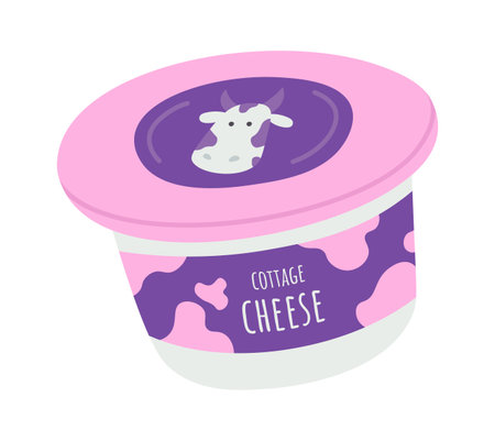Cottage cheese flat icon Baby food Balanced nutritionのイラスト素材